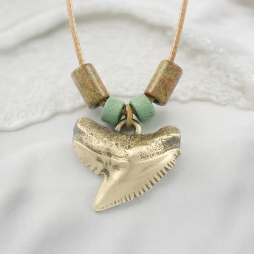 “Emma” Tiger Shark Tooth Necklace – Shoreline Collection - Bronze on Cord