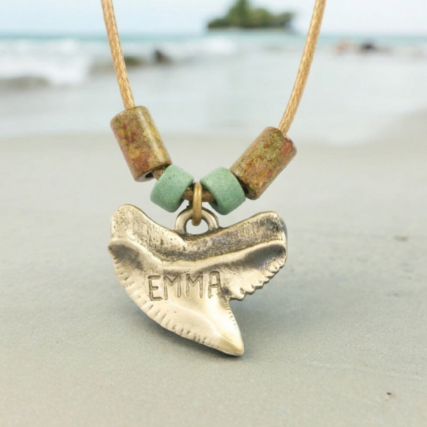 “Emma” Tiger Shark Tooth Necklace – Shoreline Collection - Bronze on Cord