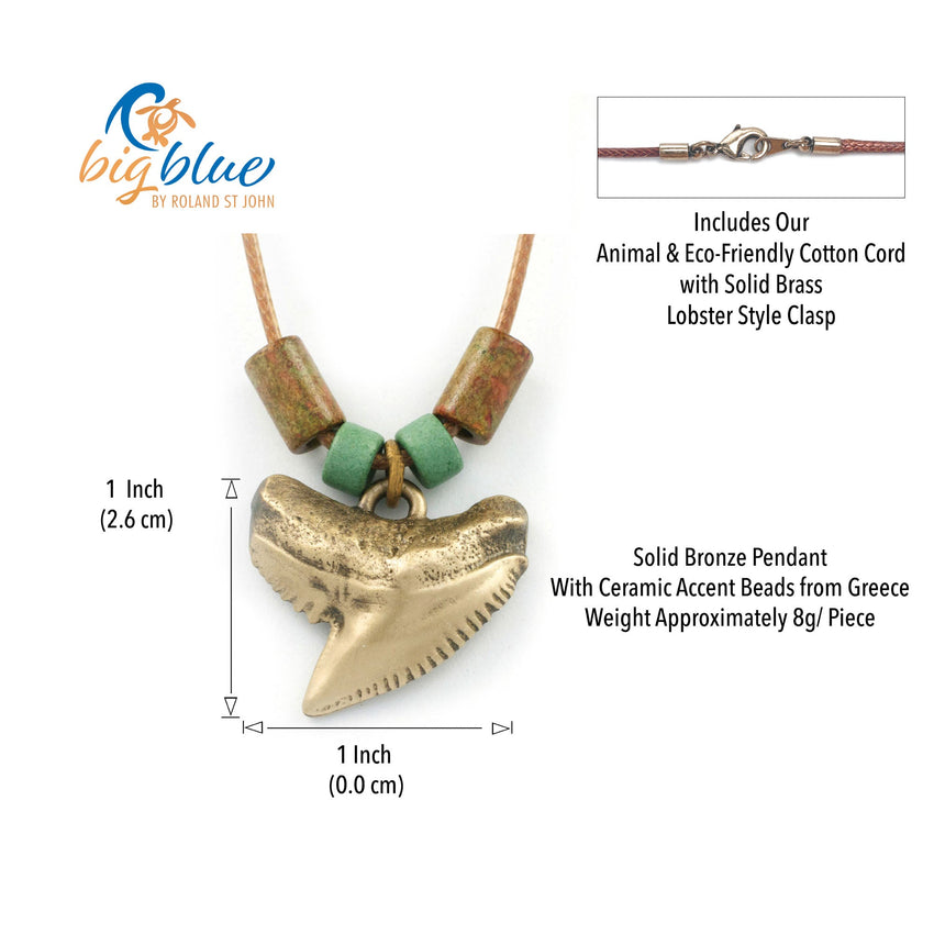 “Emma” Tiger Shark Tooth Necklace – Shoreline Collection - Bronze on Cord