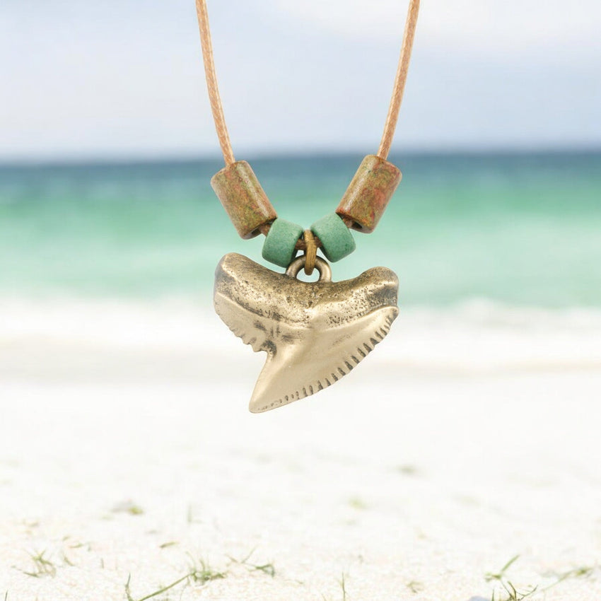 “Emma” Tiger Shark Tooth Necklace – Shoreline Collection - Bronze on Cord