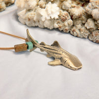 Whale Shark Necklace – Shoreline Collection - Bronze with Mykonos Beads on Cotton Cord