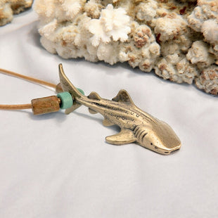 Whale Shark Necklace – Shoreline Collection - Bronze with Mykonos Beads on Cotton Cord