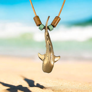 Whale Shark Necklace – Shoreline Collection - Bronze with Mykonos Beads on Cotton Cord
