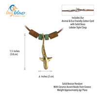 Medium Reef Shark Necklace - Shoreline Collection - Bronze on Cord