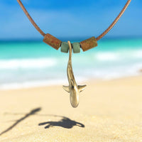 Medium Reef Shark Necklace - Shoreline Collection - Bronze on Cord