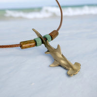 Hammerhead Shark Necklace – Shoreline Collection - Bronze on Cord