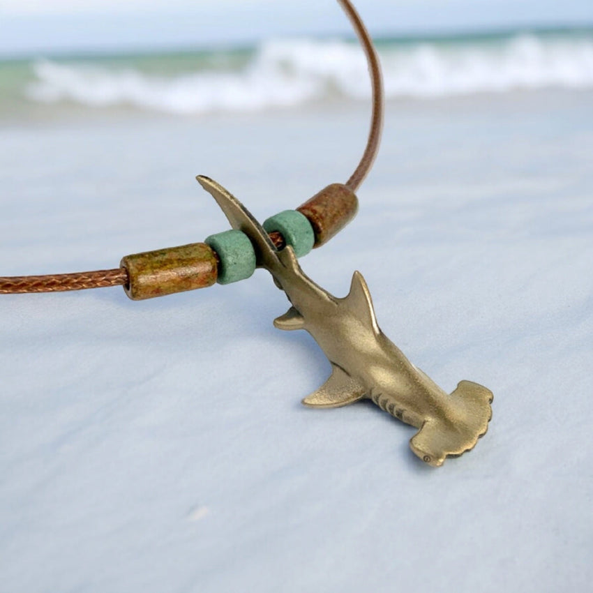 Hammerhead Shark Necklace – Shoreline Collection - Bronze on Cord