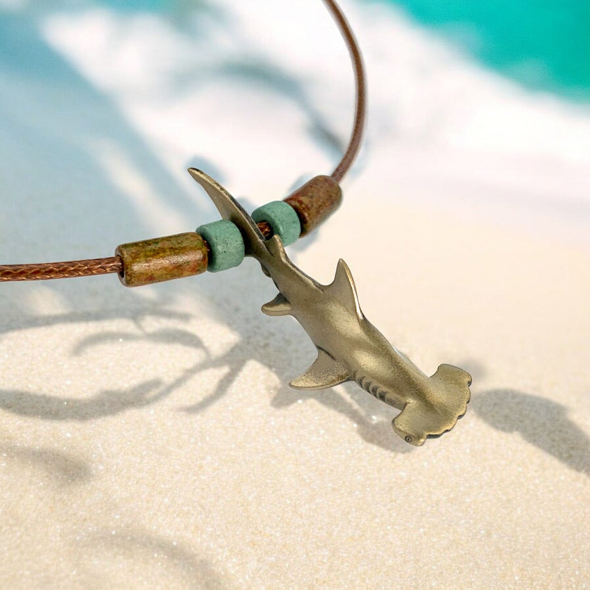 Hammerhead Shark Necklace – Shoreline Collection - Bronze on Cord