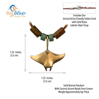Realistic Manta Ray Necklace – Shoreline Collection – Bronze