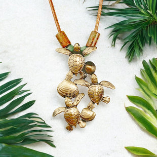 Baby Sea Turtle Hatchling Necklace - Shoreline Collection - Bronze