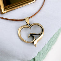 Pendant and Necklace – Ocean Wave Heart Collection – Bronze on Cord