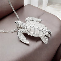 Sea Turtle Necklace –  Sealife Collection - Sterling Silver on Italian Snake Chain