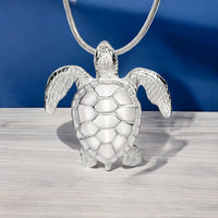 Sea Turtle Necklace –  Sealife Collection - Sterling Silver on Italian Snake Chain