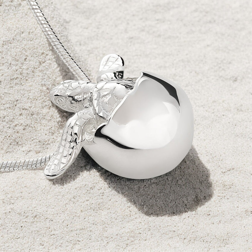 Baby Sea Turtle Hatchling Necklace – "Hope" - Sterling Silver