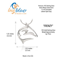 Reef Shark Necklace - "Frenzy" Sterling Silver