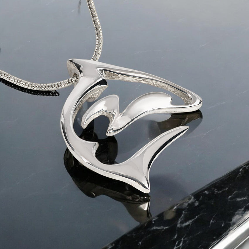 Reef Shark Necklace - "Frenzy" Sterling Silver