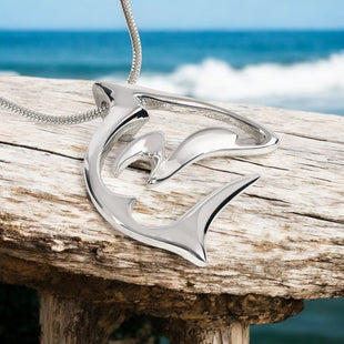Reef Shark Necklace - "Frenzy" Sterling Silver