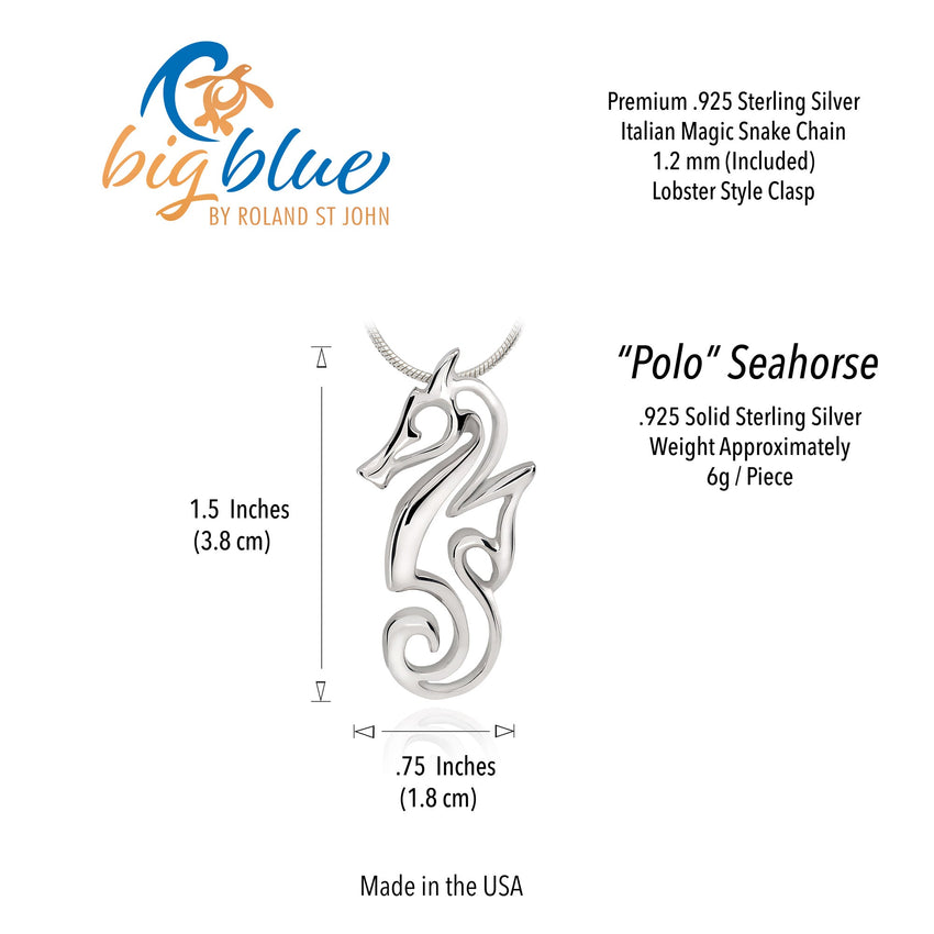 Seahorse Necklace - "Polo" - Sterling Silver