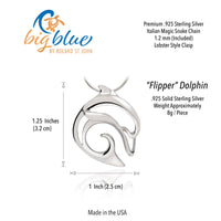 Dolphin Pendant Necklace – “Flipper” – Sterling Silver