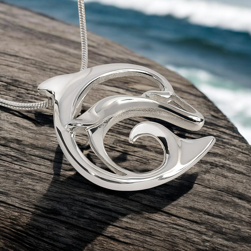 Dolphin Pendant Necklace – “Flipper” – Sterling Silver