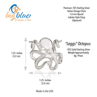 Octopus Pendant Necklace – "Leggs" - Sterling Silver on Omega Chain