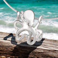 Octopus Pendant Necklace – "Leggs" - Sterling Silver on Omega Chain