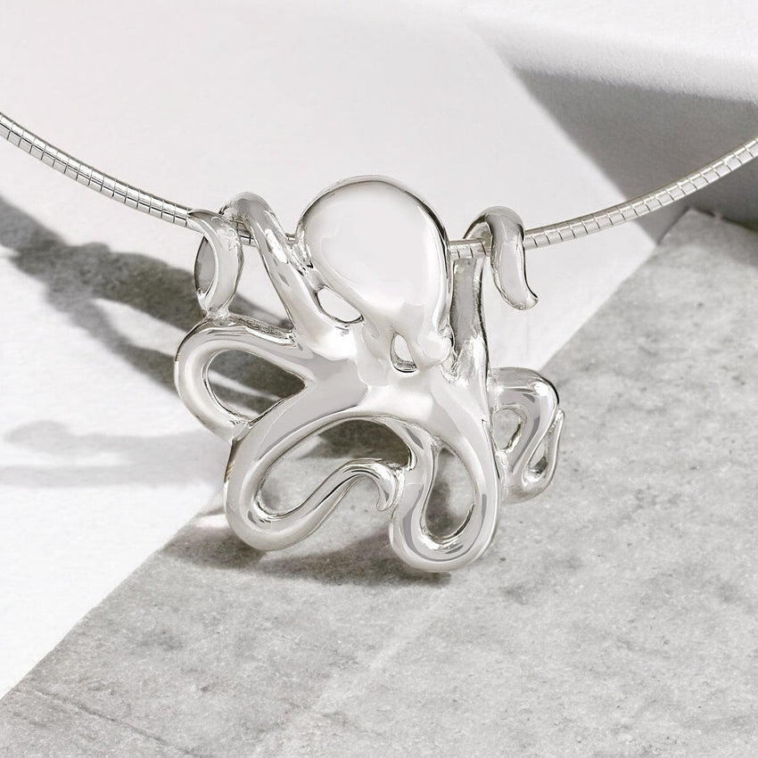 Octopus Pendant Necklace – "Leggs" - Sterling Silver on Omega Chain