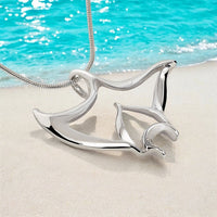 Manta Ray Necklace - "Big Ray" - Sterling Silver