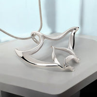 Manta Ray Necklace - "Big Ray" - Sterling Silver