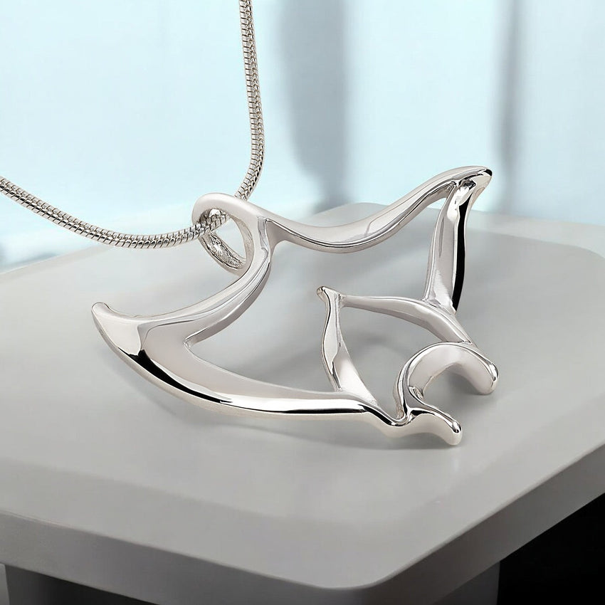 Manta Ray Necklace - "Big Ray" - Sterling Silver