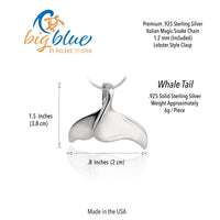 Whale Tail Pendant – Sealife Collection - Sterling Silver on Snake Chain