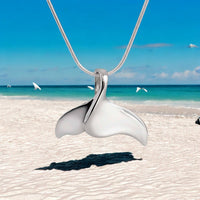 Whale Tail Pendant – Sealife Collection - Sterling Silver on Snake Chain