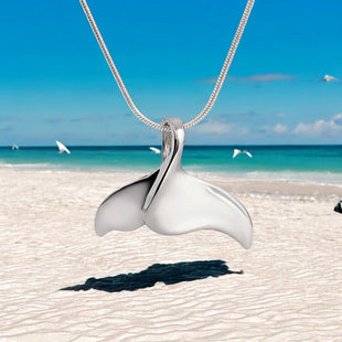 Whale Tail Pendant – Sealife Collection - Sterling Silver on Snake Chain