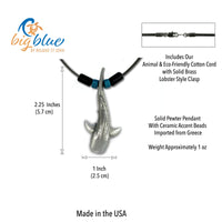 Whale Shark Necklace – Realistic Sealife Collection - Pewter with Ceramic Beads