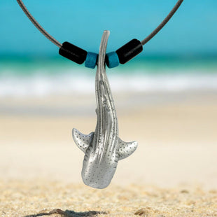 Whale Shark Necklace – Realistic Sealife Collection - Pewter with Ceramic Beads