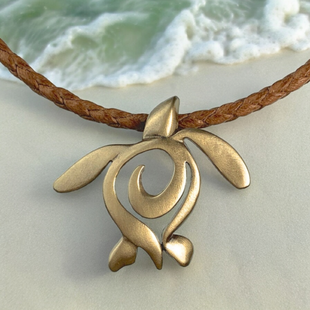 Sea Turtle "Honu" Necklace – Ocean Traveler Collection - Bronze on Cotton Cord