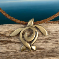Sea Turtle "Honu" Necklace – Ocean Traveler Collection - Bronze on Cotton Cord