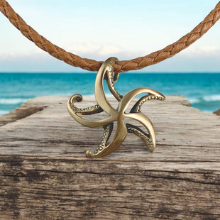 Starfish Necklace - "Starry" - Bronze on Cord