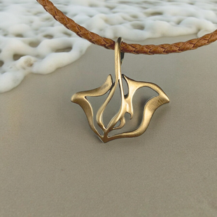 Stingray Cord Necklace - "Ray" - Bronze