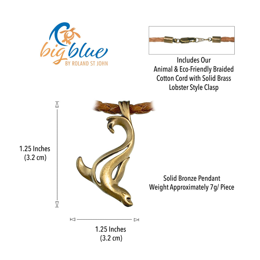 Sea Lion Pendant Necklace – "Salty" – Bronze on Cord
