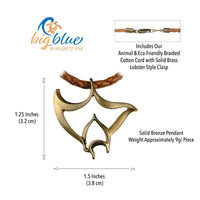 Manta Ray Cord Necklace - "Big Ray" - Bronze