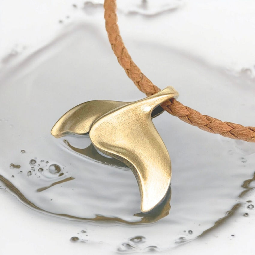 Whale Tail Pendant – Sealife Collection - Bronze on Cotton Cord