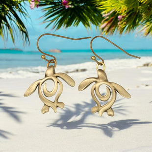 Turtle Drop Earrings – Ocean Traveler "Honu" Collection - Bronze