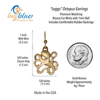 Octopus Drop Earrings - "Leggs" - Bronze