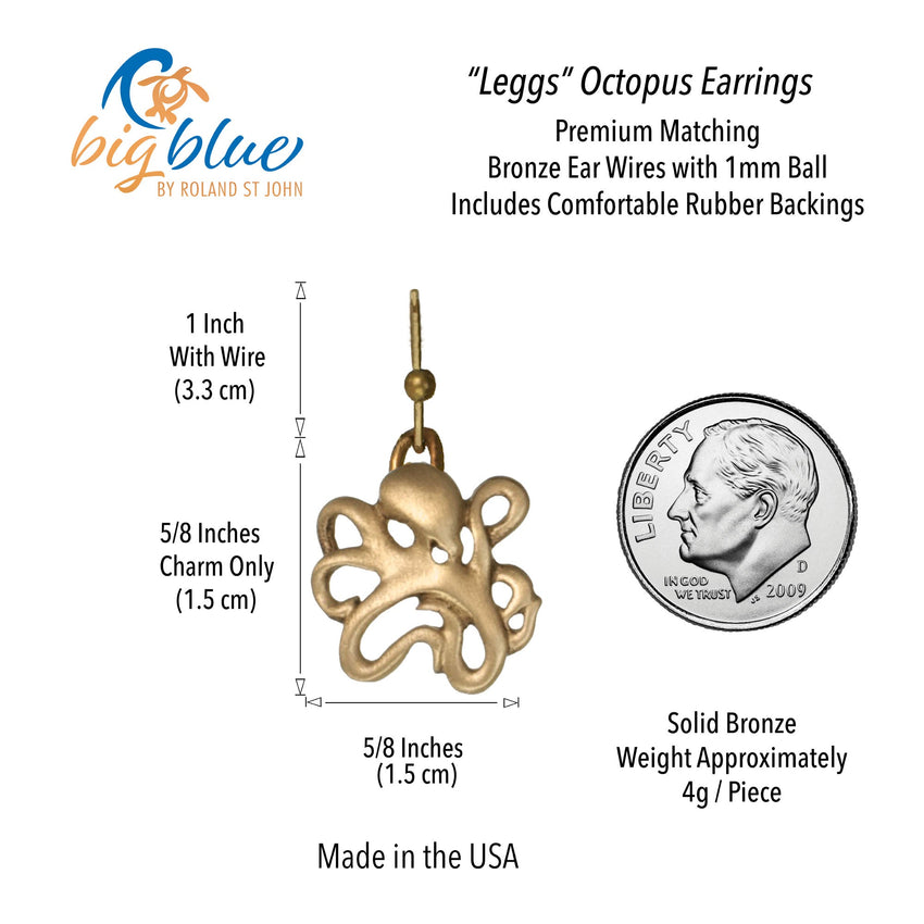 Octopus Drop Earrings - "Leggs" - Bronze