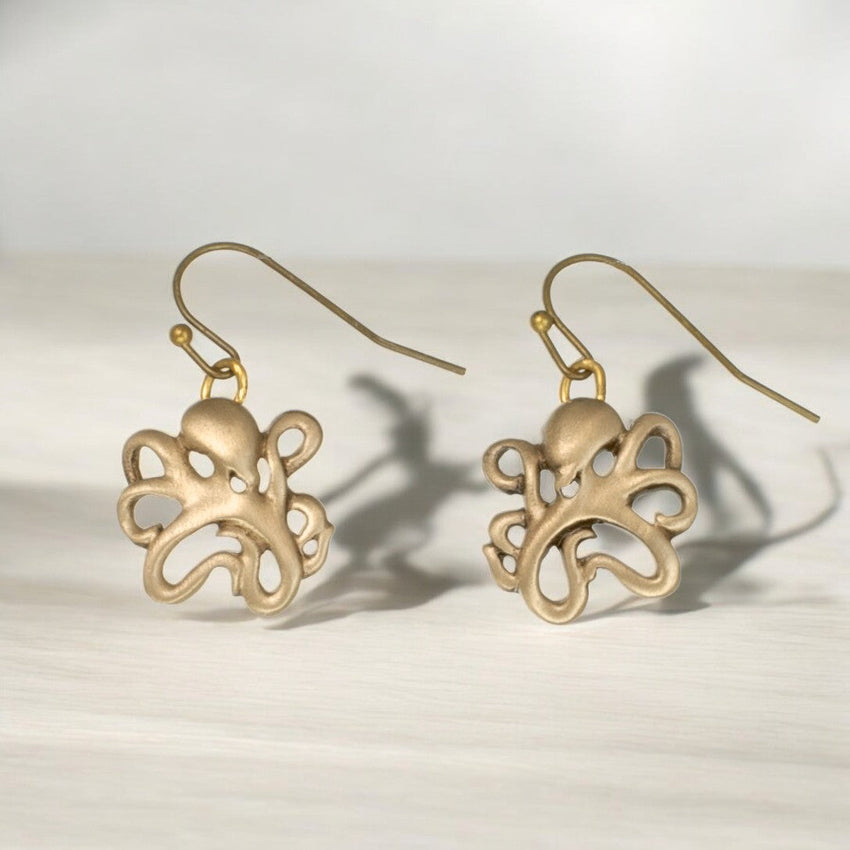 Octopus Drop Earrings - "Leggs" - Bronze