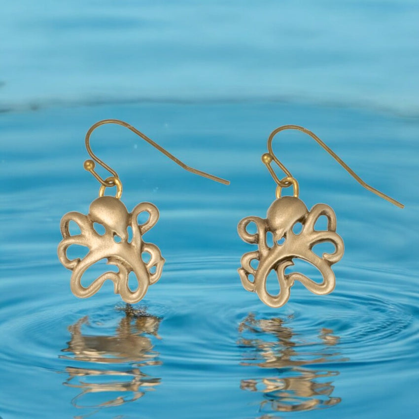 Octopus Drop Earrings - "Leggs" - Bronze