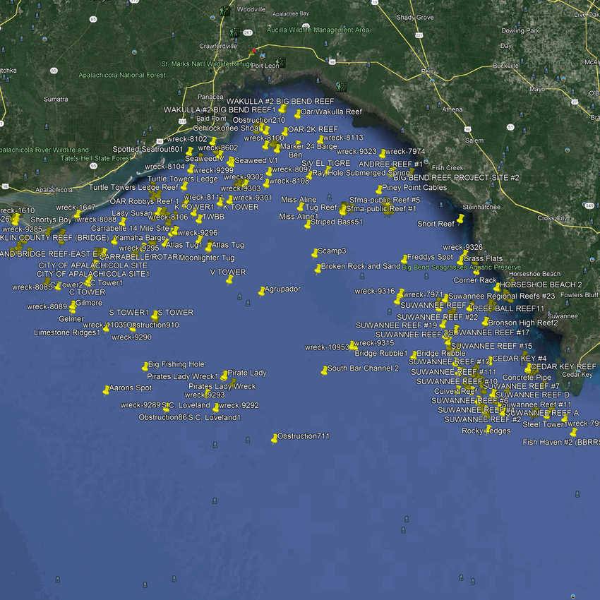 Steinhatchee & Appalachicola Fishing Spots - Big Bend Numbers