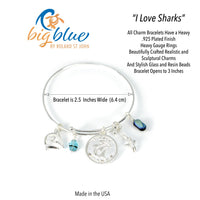 Reef Shark Adjustable Charm Bracelet – I Love Collection - Sterling Silver