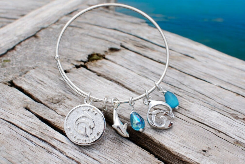 Dolphin Adjustable Charm Bracelet – I Love Collection - Sterling Silver